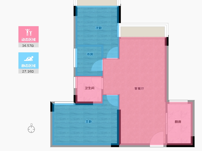 四川省-成都市-华侨城粼港樾府-57.22-户型库-动静分区