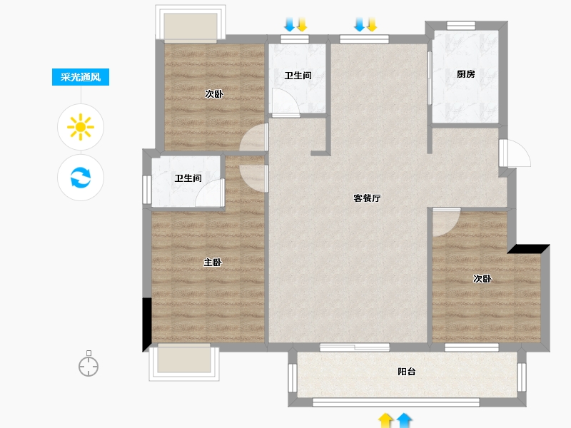 江西省-九江市-融翔·九都学府-92.00-户型库-采光通风