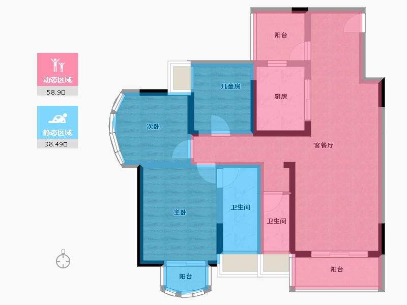 四川省-成都市-嘉合凤凰岛-85.40-户型库-动静分区