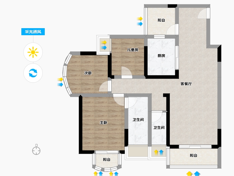 四川省-成都市-嘉合凤凰岛-85.40-户型库-采光通风