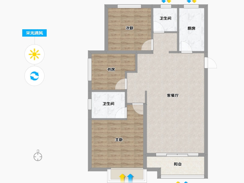 河北省-保定市-天业悦山湖-87.92-户型库-采光通风