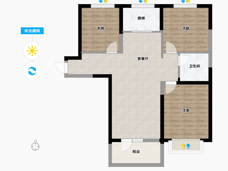 宁夏回族自治区-银川市-中环西园-81.29-户型库-采光通风