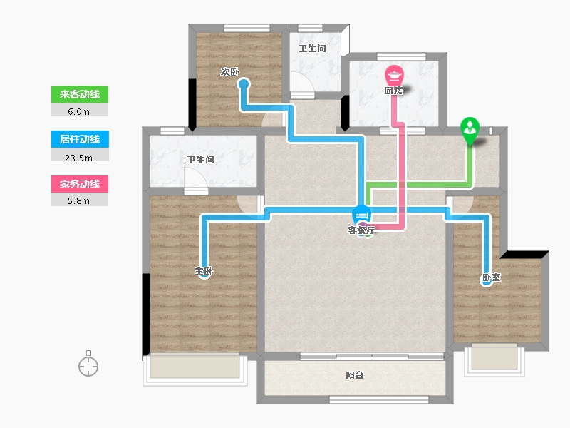 浙江省-湖州市-新城大都会-108.81-户型库-动静线