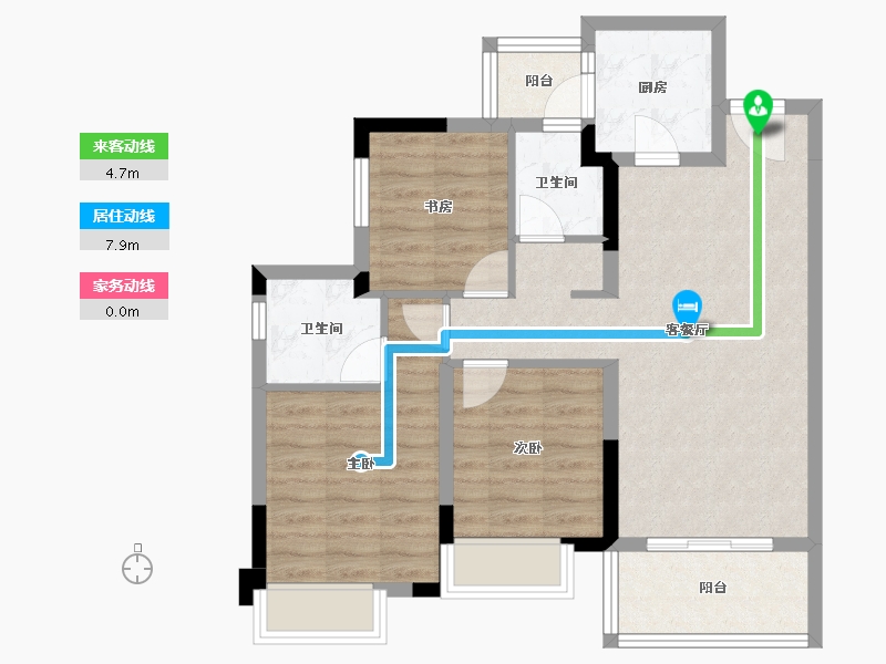 四川省-成都市-万达御湖龙湾-73.99-户型库-动静线