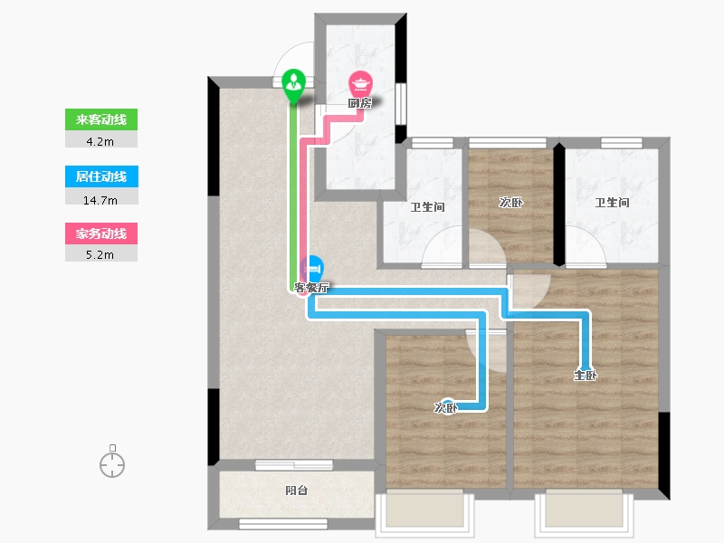 浙江省-湖州市-新城新都会-76.80-户型库-动静线