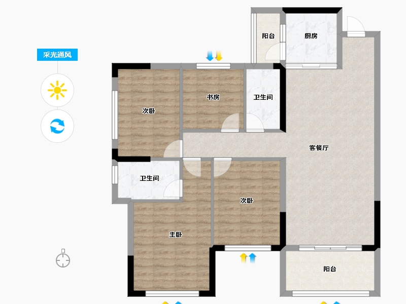 广西壮族自治区-贺州市-贺江幸福里-106.86-户型库-采光通风