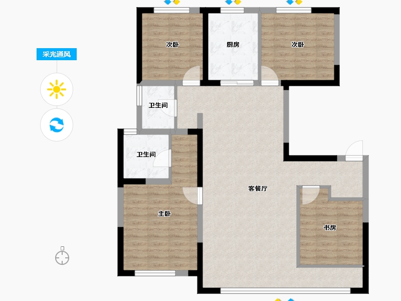 宁夏回族自治区-银川市-中环云熙府-104.94-户型库-采光通风