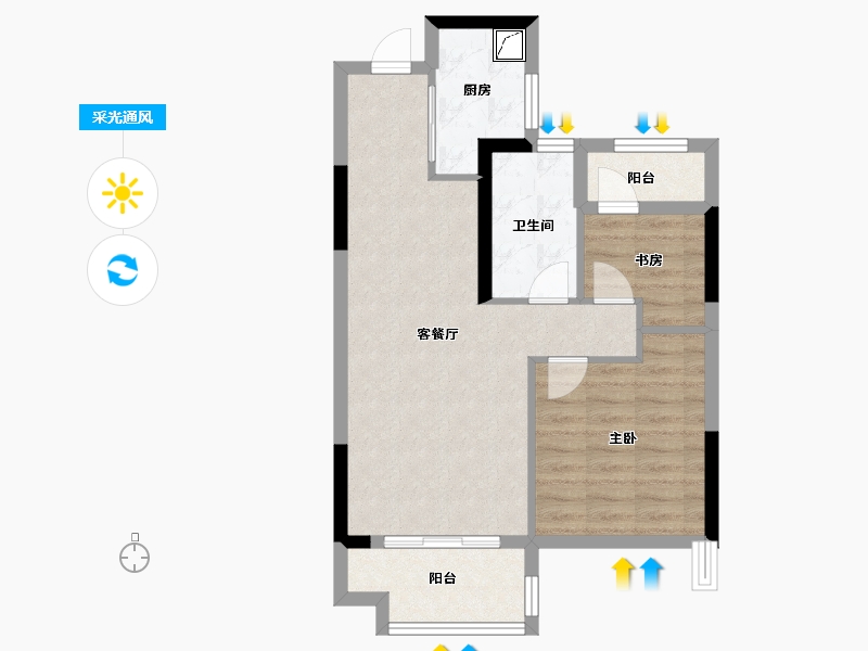 浙江省-湖州市-海伦堡玖悦云溪-61.60-户型库-采光通风