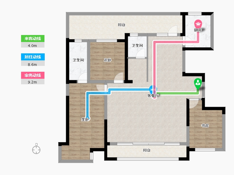 宁夏回族自治区-银川市-龙辰九悦湾三期-132.35-户型库-动静线