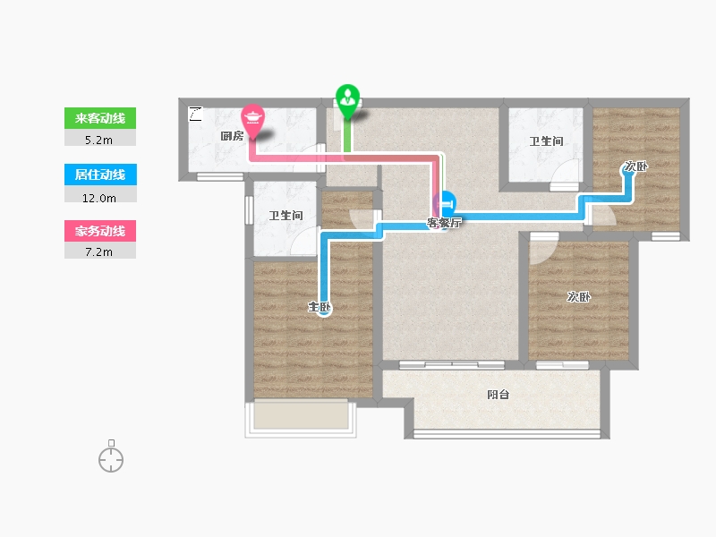 江苏省-徐州市-绿地运河小镇-86.44-户型库-动静线