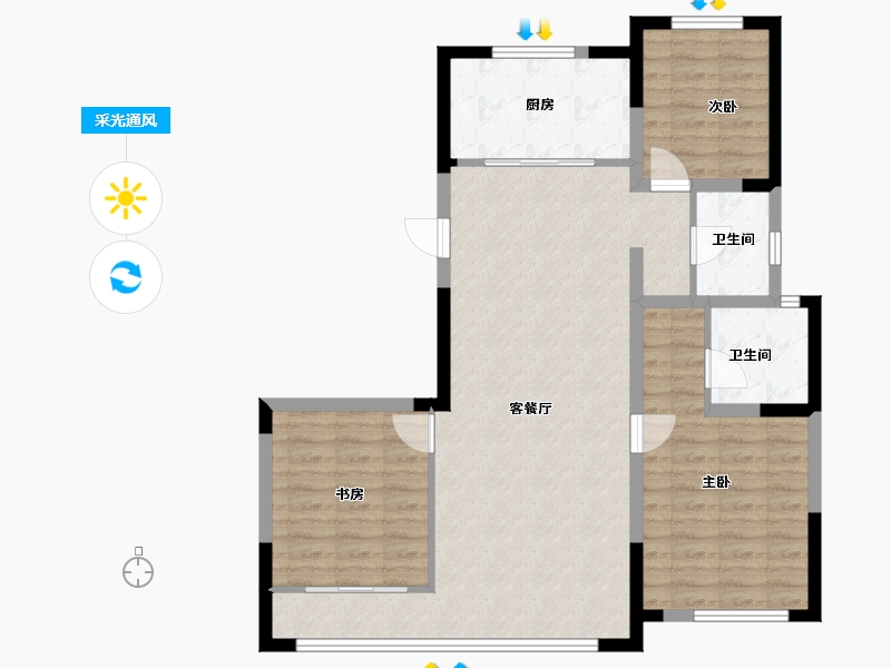 宁夏回族自治区-银川市-中环云熙府-92.89-户型库-采光通风