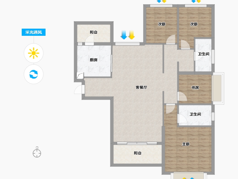 山东省-淄博市-淄博恒大林溪郡-120.25-户型库-采光通风