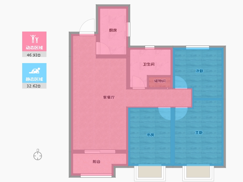 山西省-吕梁市-宏泰·崇文学府-70.19-户型库-动静分区