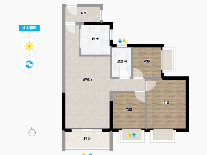 广东省-江门市-时代倾城(江门)-64.88-户型库-采光通风