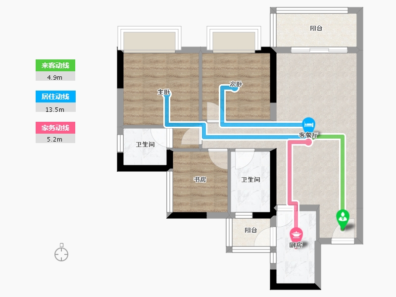 四川省-成都市-万达御湖龙湾-67.57-户型库-动静线