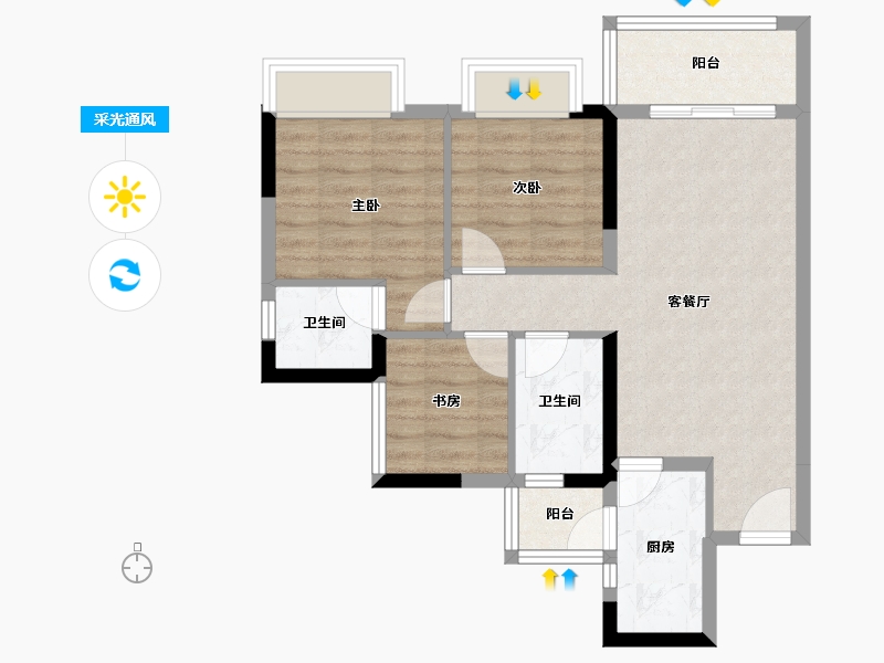 四川省-成都市-万达御湖龙湾-67.57-户型库-采光通风