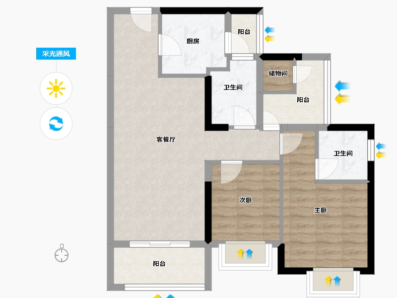 广东省-江门市-江门华发四季-70.98-户型库-采光通风