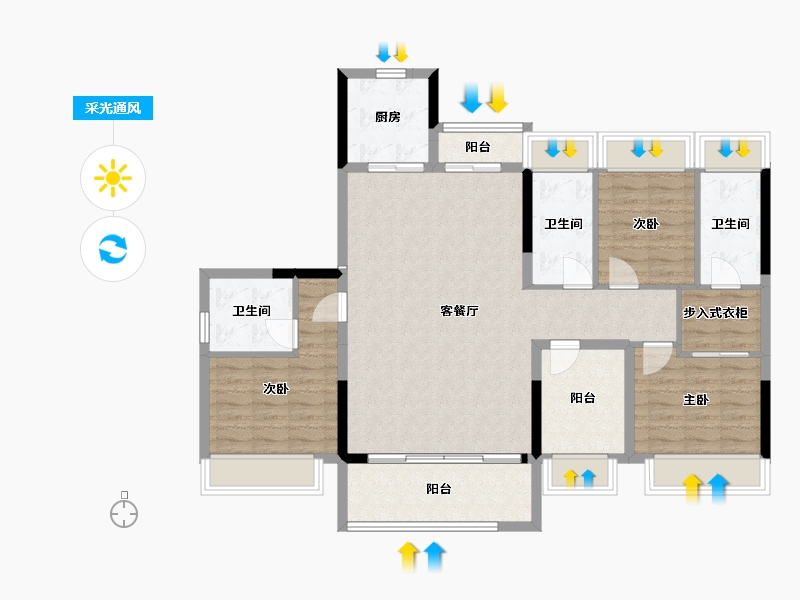 广东省-江门市-江门华发四季-109.84-户型库-采光通风