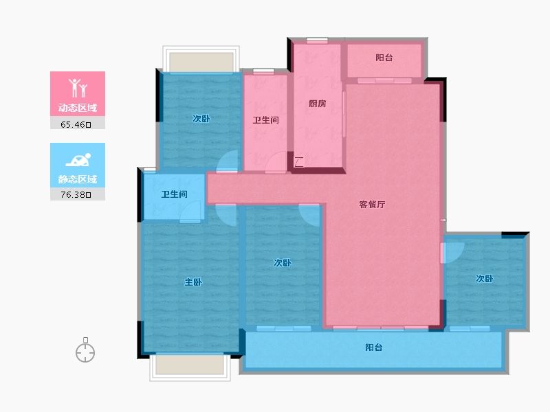 贵州省-遵义市-山湖海瑞府-127.91-户型库-动静分区