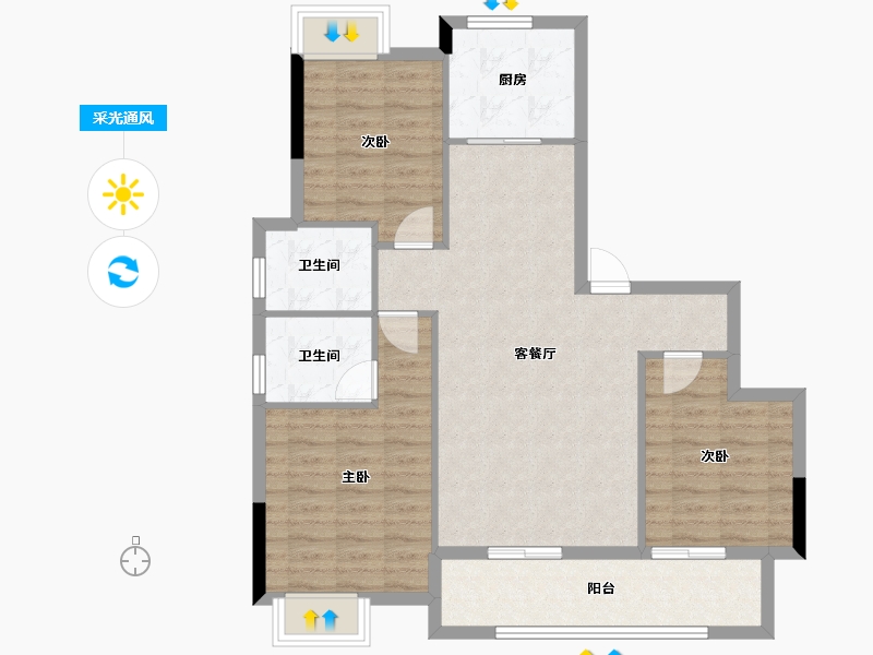 江西省-九江市-融翔·九都学府-89.48-户型库-采光通风