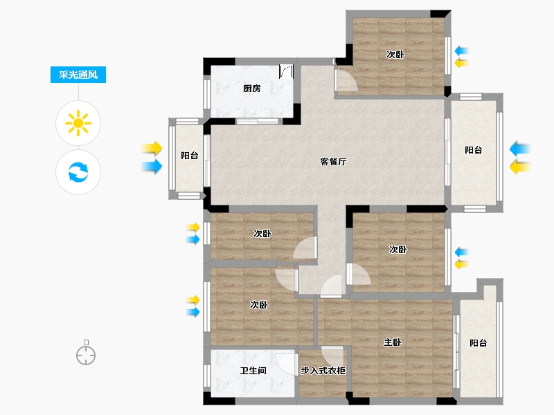 江西省-赣州市-紫金晨星天宇公馆-153.00-户型库-采光通风