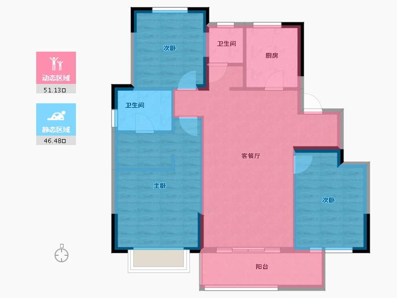 浙江省-宁波市-海湾新城-88.06-户型库-动静分区