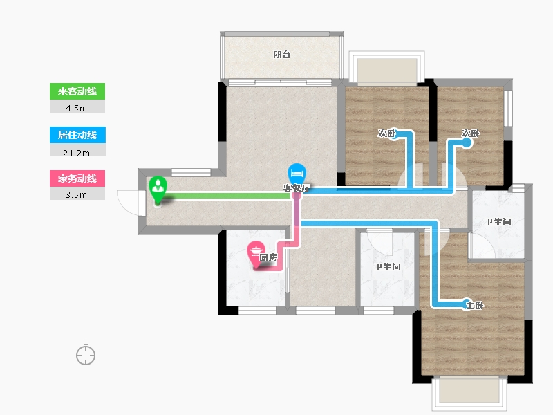 广西壮族自治区-桂林市-桂宏达领秀公馆-73.11-户型库-动静线