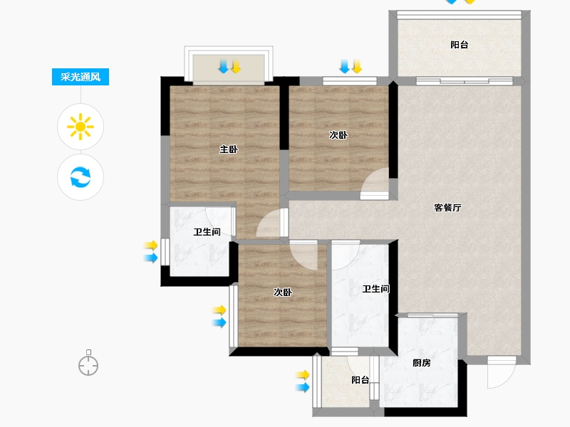 四川省-眉山市-黄龙溪谷-75.86-户型库-采光通风