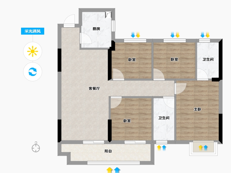 福建省-宁德市-品润·悦公馆-86.37-户型库-采光通风