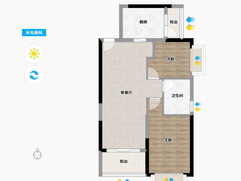 四川省-眉山市-天府恒大文化旅游城-64.54-户型库-采光通风