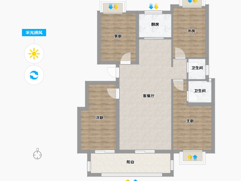 江西省-九江市-融翔·滨江美庐-94.85-户型库-采光通风