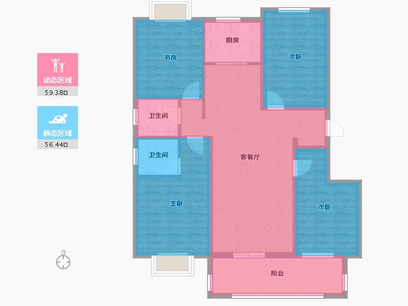 江西省-九江市-融翔·滨江美庐-103.50-户型库-动静分区