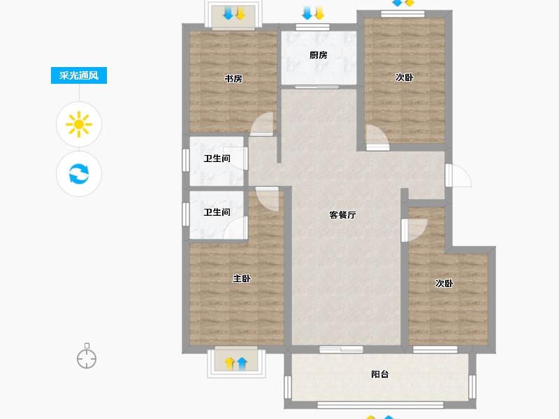 江西省-九江市-融翔·滨江美庐-103.50-户型库-采光通风