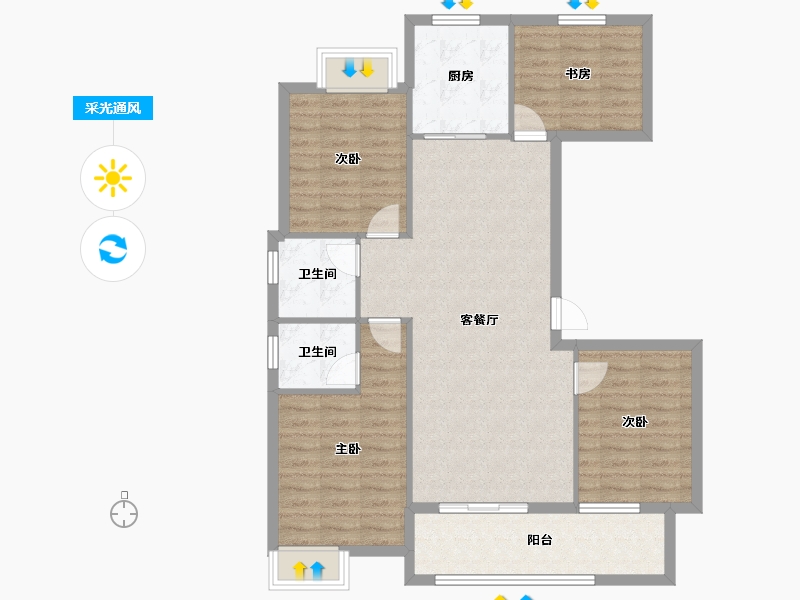 江西省-九江市-融翔·滨江美庐-99.56-户型库-采光通风