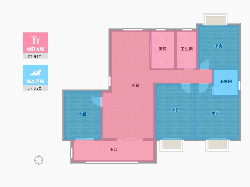 江西省-九江市-融翔·滨江美庐-109.60-户型库-动静分区