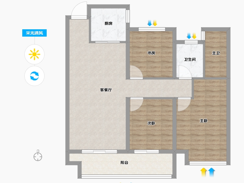 安徽省-马鞍山市-东誉城御湾-91.20-户型库-采光通风