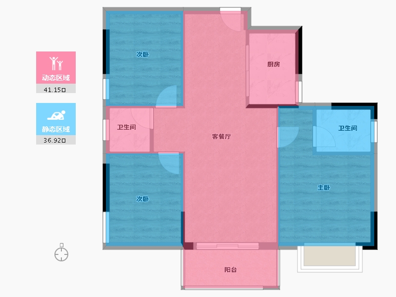 广西壮族自治区-桂林市-桂宏达领秀公馆-71.20-户型库-动静分区