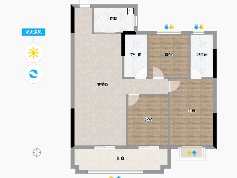 福建省-宁德市-华熙元·水岸君华-94.35-户型库-采光通风