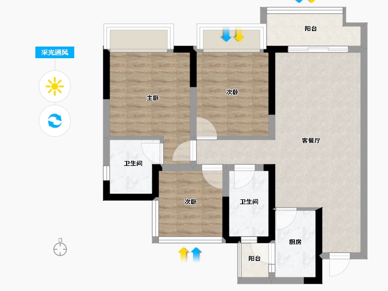 四川省-眉山市-彭山领地观江府-69.30-户型库-采光通风