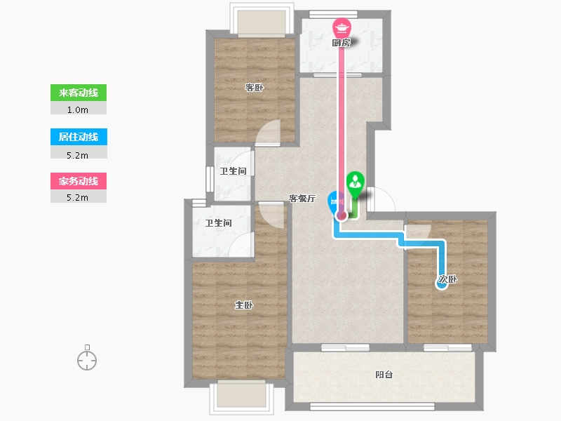 江西省-九江市-融翔·滨江美庐-75.57-户型库-动静线