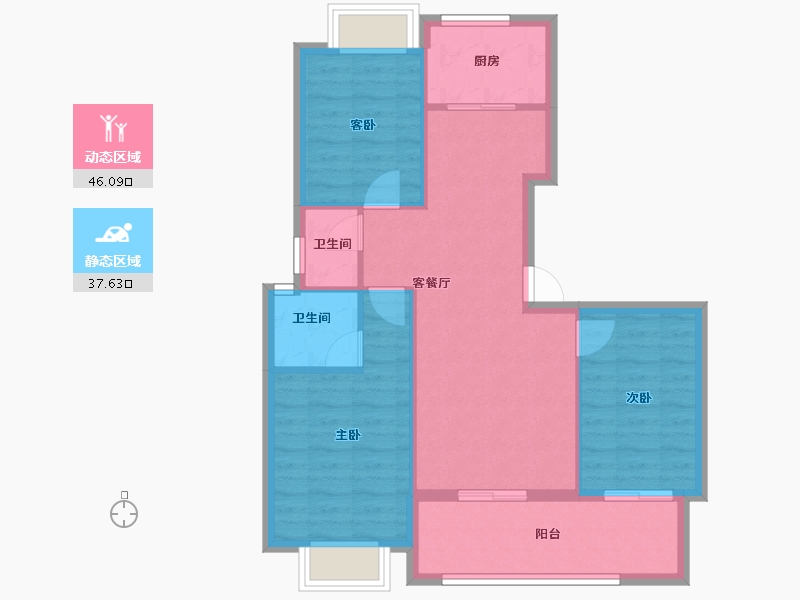 江西省-九江市-融翔·滨江美庐-75.57-户型库-动静分区