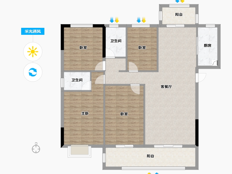 福建省-宁德市-华熙元·水岸君华-128.11-户型库-采光通风