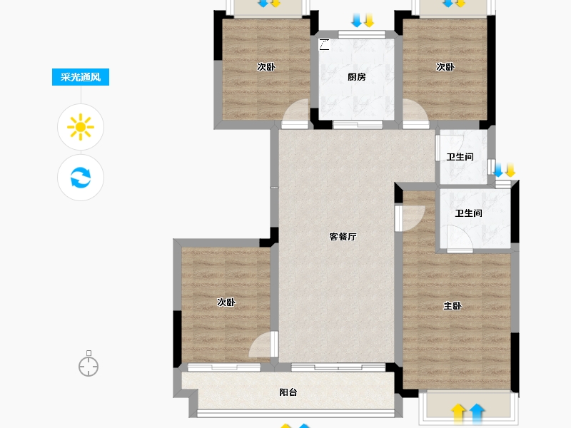 江西省-宜春市-汇金时代中心-88.34-户型库-采光通风