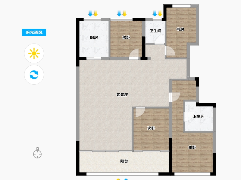 宁夏回族自治区-银川市-绿城桃李江南-121.78-户型库-采光通风