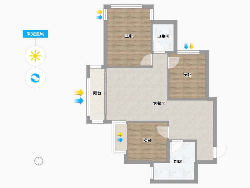 广西壮族自治区-南宁市-龙岗大唐果-72.00-户型库-采光通风