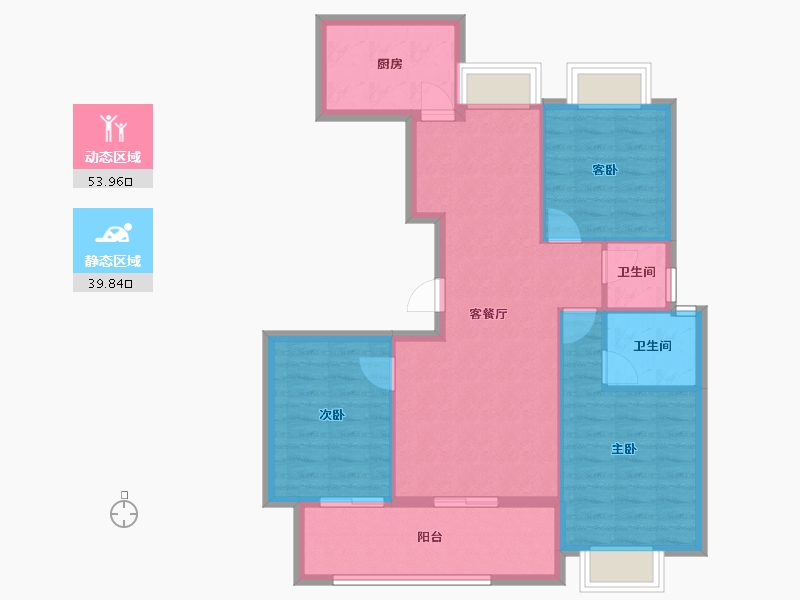 江西省-九江市-融翔·滨江美庐-84.58-户型库-动静分区