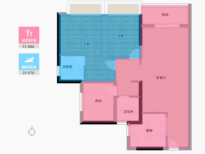 广东省-佛山市-滨江金茂悦-70.40-户型库-动静分区