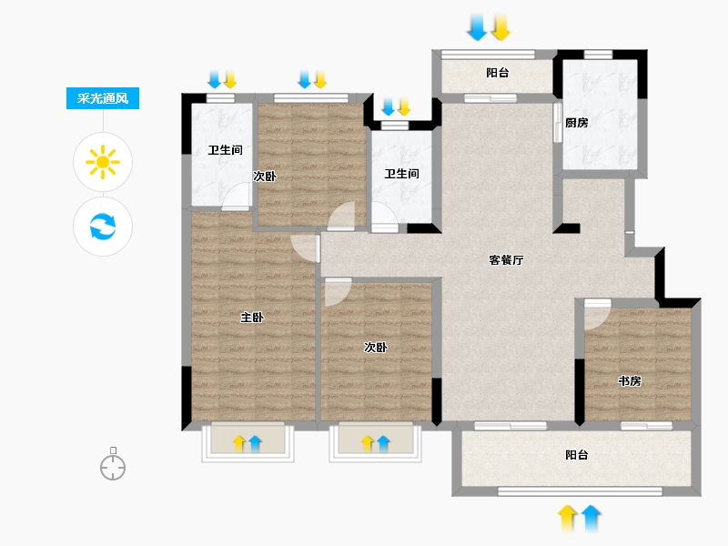 四川省-成都市-华润置地时代之城-113.60-户型库-采光通风