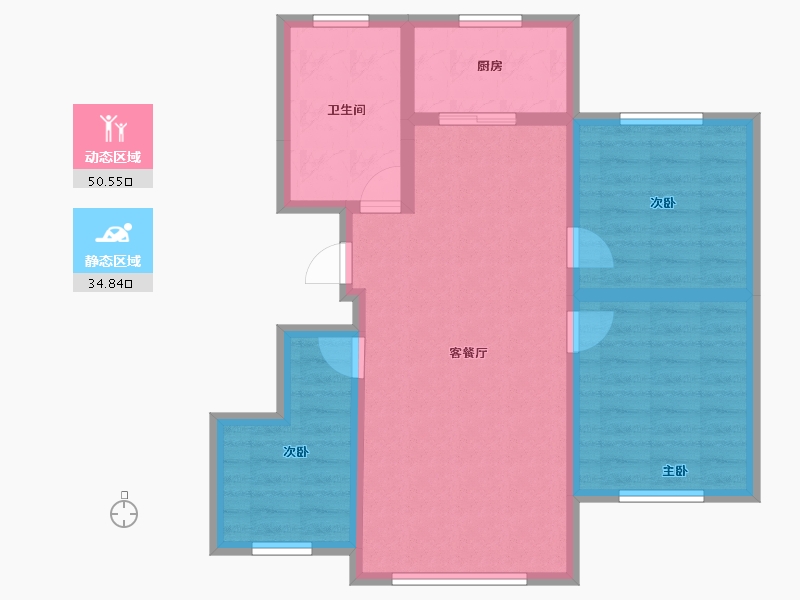 新疆维吾尔自治区-乌鲁木齐市-绿星花园-76.10-户型库-动静分区