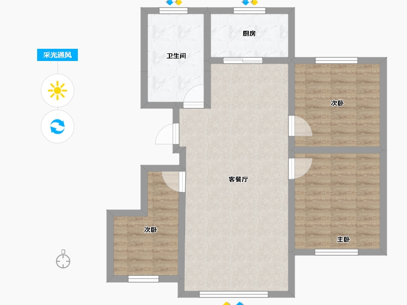 新疆维吾尔自治区-乌鲁木齐市-绿星花园-76.10-户型库-采光通风